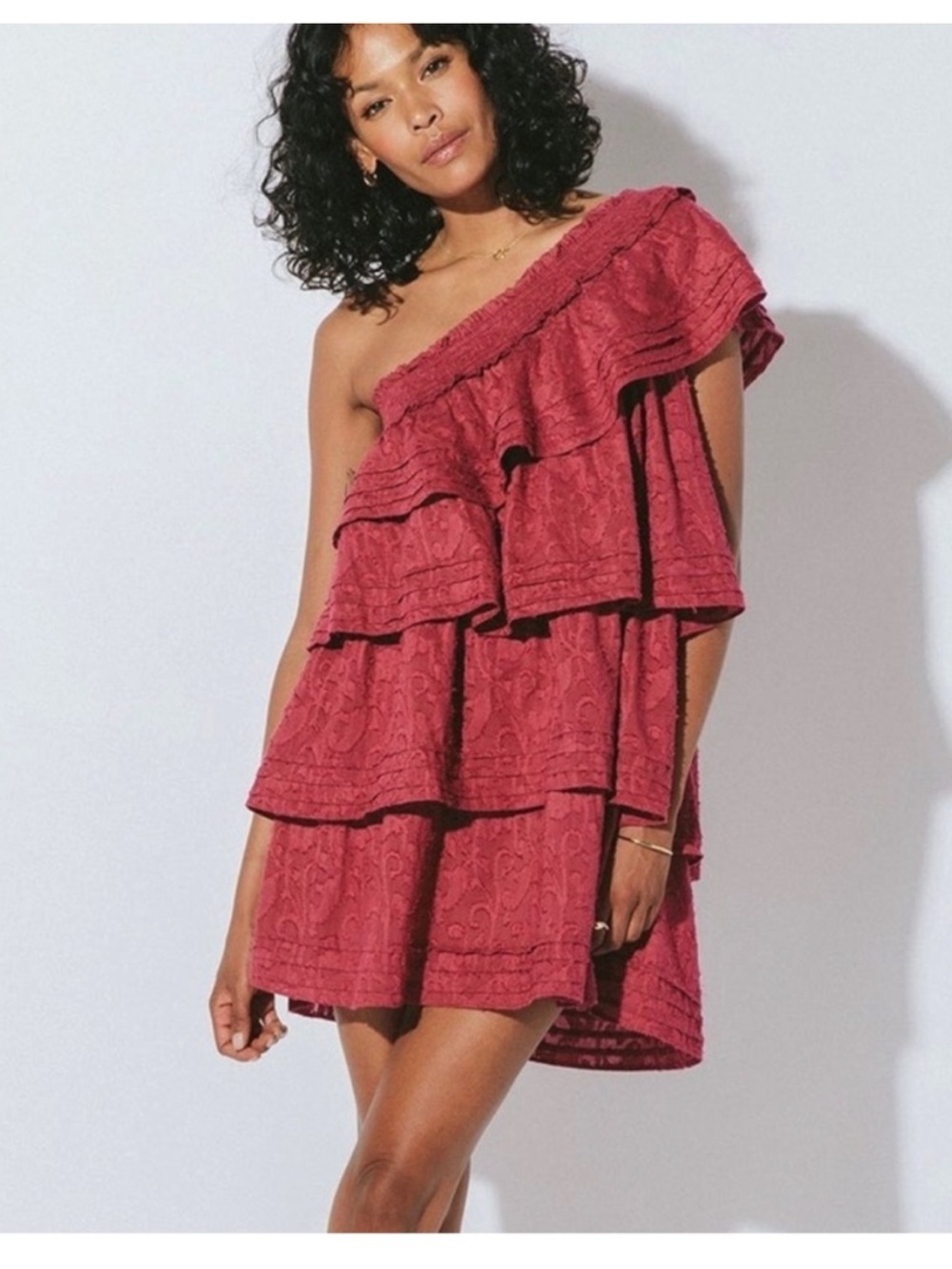 Cleobella Cosette Pink Lace One Shoulder Mini Dress Summer Boho Date Size Medium